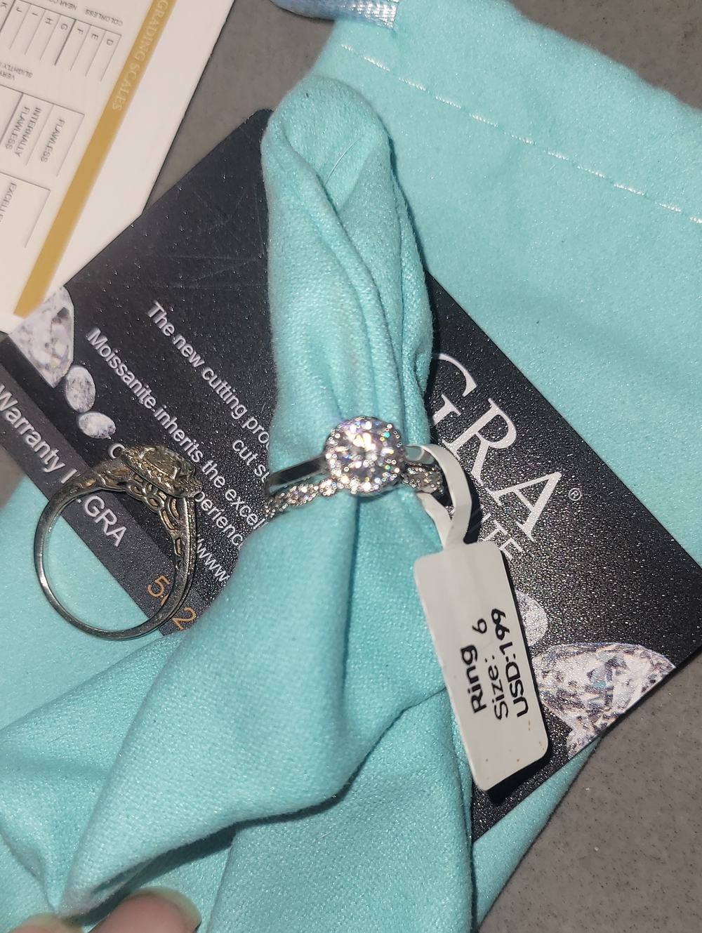 Sterling Silver Round Moissanite Halo Wedding Set - Size 6